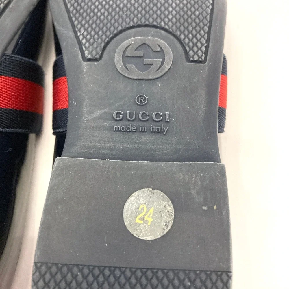Gucci Navy Blue Patent Leather Mary Jane Shoes‎ Flats Toddler 6.5 EU 24 Box Bag